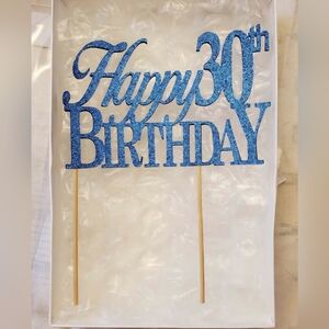 Blue Glitter "Happy 30th Birthday" Cake Topper